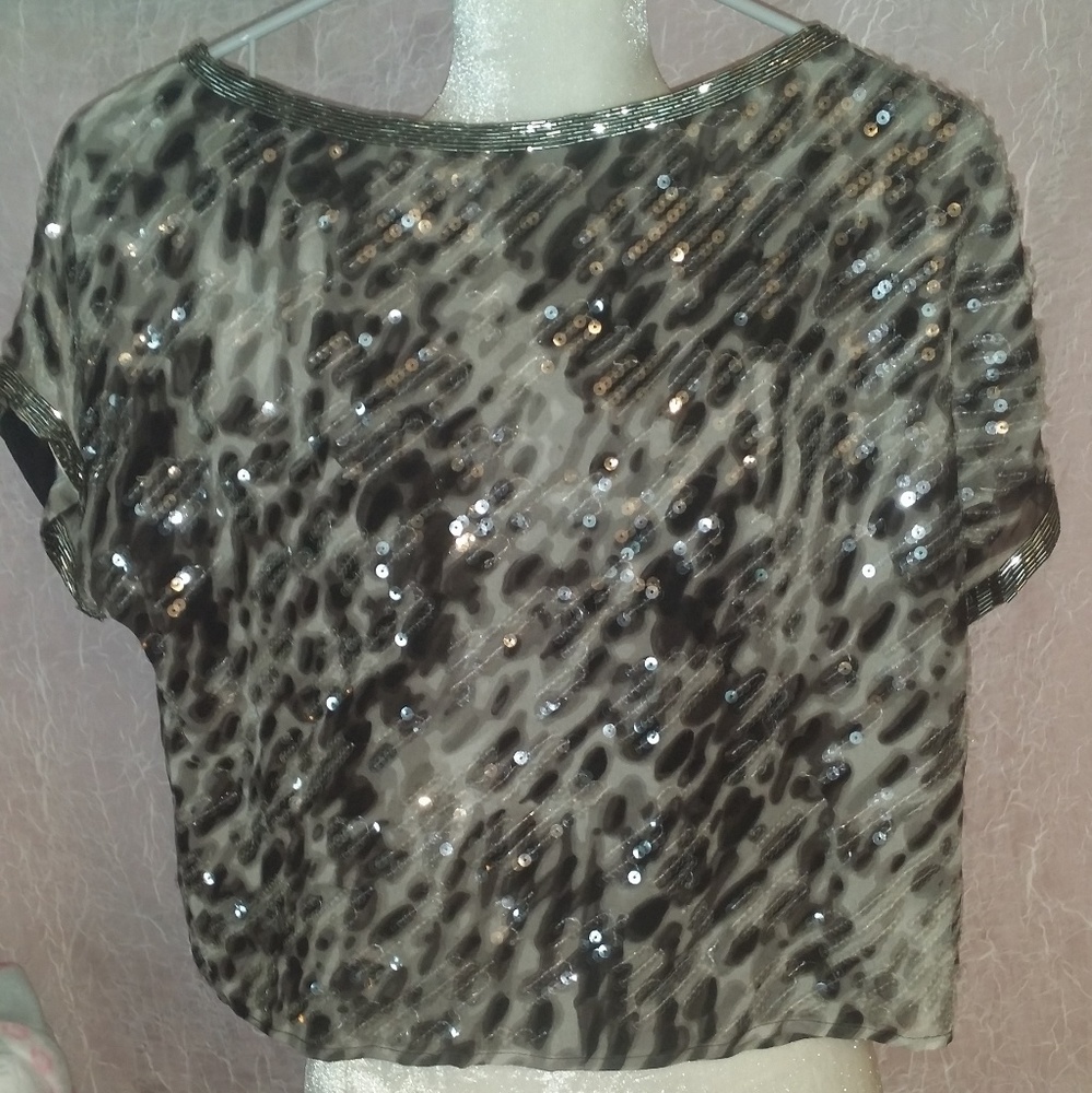 Womans BCBGMaxAzria  Sequin Shirt XS Extra Small